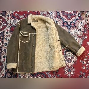 Vintage Mens Guess Outerwear Brown Suede/ Faux Fur Coat Size Large